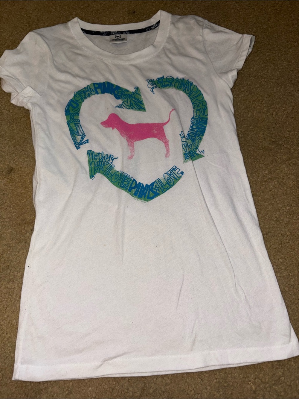 Vintage Y2k Victoria’s Secret Pink Dog Graphic T Shirt Tee Small